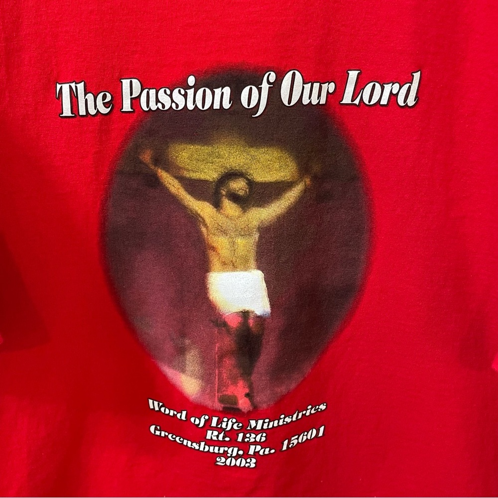 Gildan Jesus Christ passion of the lord crucification shirt red xl - Picture 2 of 4